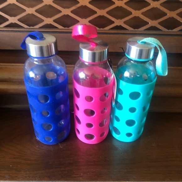 Lot of Glass Bottles BPA   free one  With Flat Cap Size New With tag - Picture 1 of 3